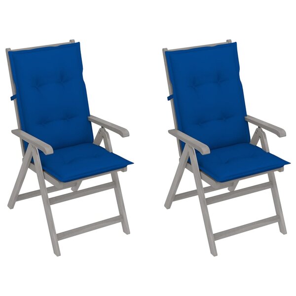 vidaXL Chaises inclinables de jardin 2 Pièces avec coussins Bois d'acacia