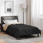 vidaXL Duvet d'été simple Noir et Taupe 220 x 155 cm Microfibre