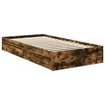 vidaXL Lit de Rangement Chêne fumé 90 x 200 cm Bois d'ingénierie