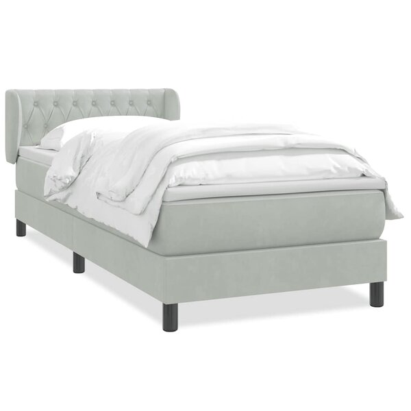vidaXL Sommier à lattes de lit et matelas gris clair 90x210 cm velours