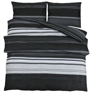 vidaXL Ensemble de housse de couette noir et blanc 260x220 cm Coton