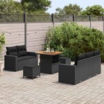 vidaXL Ensemble de canapé de jardin avec coussin 8 Pièces Noir polyrotin