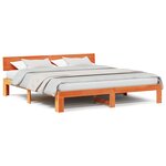 vidaXL Cadre de lit avec tête de lit marron ciré 200x200 cm en bois de pin massif