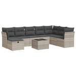 vidaXL Salon de jardin 9 Pièces avec coussins gris clair résine tressée