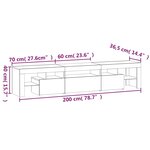 vidaXL Meuble TV avec lumières LED Blanc 200x36 5x40 cm