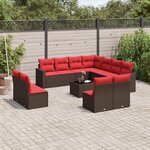 vidaXL Salon de jardin avec coussins 12 Pièces marron résine tressée