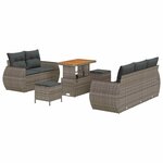 vidaXL Ensemble de canapé de jardin 8 Pièces Gris polyrotin
