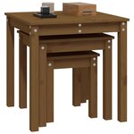 vidaXL Tables gigognes 3 Pièces Marron miel Bois de pin massif