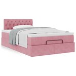 vidaXL Cadre de lit ottoman avec matelas rose 120x200 cm velours