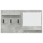 vidaXL Porte-manteau mural avec étagère avec stockage avec miroir Gris Béton 90 x 10 x 50 cm