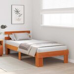 vidaXL Cadre de lit avec tête de lit Brun cire 90 x 200 cm Pin massif