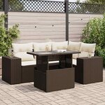 vidaXL Salon de jardin avec coussins 5 Pièces marron résine tressée