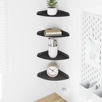 vidaXL Étagère flottante avec étagère 4 Pièces Noir 18 x 18 x 2 cm