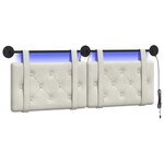 vidaXL Tête de lit suspendue Avec lumière LED Crème Velours