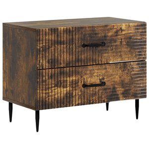 vidaXL Cabinet de chevet avec tiroir Chêne fumé 62 x 34 5 x 47 5 cm