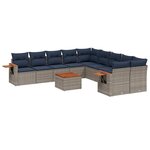 vidaXL Salon de jardin 11 Pièces avec coussins gris résine tressée