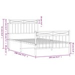 vidaXL Cadre de lit métal sans matelas et pied de lit blanc 100x190 cm