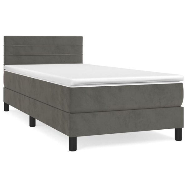 vidaXL Sommier à lattes de lit et matelas Gris foncé 90x200 cm Velours