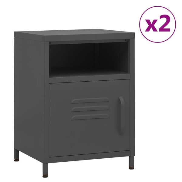 vidaXL Tables de chevet 2 Pièces Anthracite 35x35x51 cm Acier