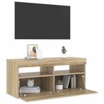 vidaXL Meuble TV avec lumières LED chêne sonoma 90x35x40 cm