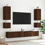 vidaXL Meuble TV mural avec lumières LED chêne marron 40 5x35x40 cm