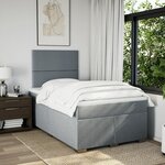 vidaXL Sommier à lattes de lit et matelas gris clair 120x190 cm tissu