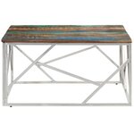 vidaXL Table basse argenté inox et bois de récupération massif