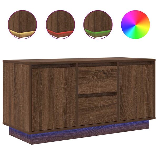 vidaXL Meuble TV avec lumières LED chêne marron 100x41x50 cm
