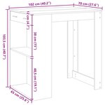 vidaXL Table de bar chêne artisanal 102x70x103 5 cm bois d'ingénierie