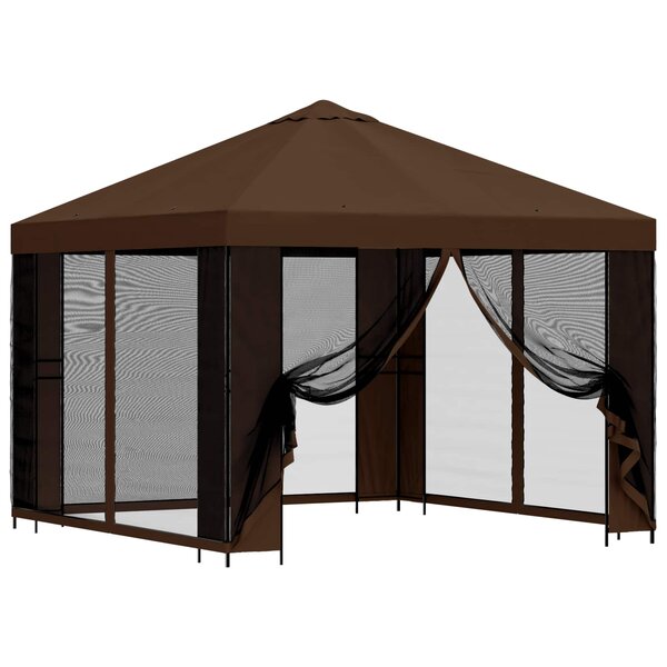 vidaXL Abri de jardin avec parois 3 x 3 m Marron Polyester et Acier