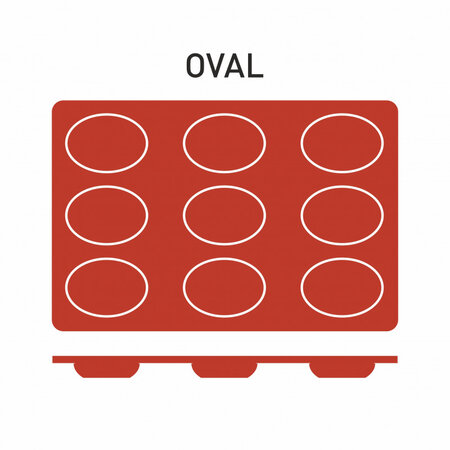 Moule silicone 9 ovales 70x50 mm - pujadas -  - silicone300 180x20mm