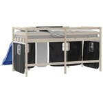 vidaXL Rideaux pour lit mezzanine blanc et noir polyester