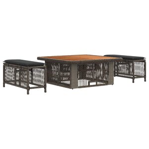 vidaXL Ensemble de salle à manger pour jardin 3 pc Gris et Gris foncé