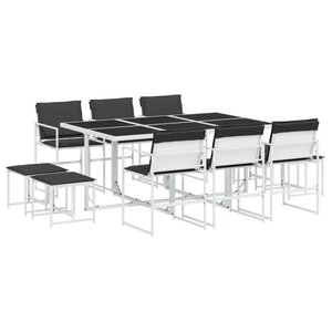 vidaXL Ensemble à manger de jardin avec coussins 11Pièces blanc textilène