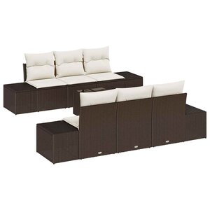 vidaXL Ensemble de canapé de jardin avec coussin 7 Pièces Marron et Crème