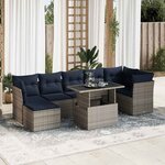 vidaXL Salon de jardin avec coussins 7 Pièces gris résine tressée acacia