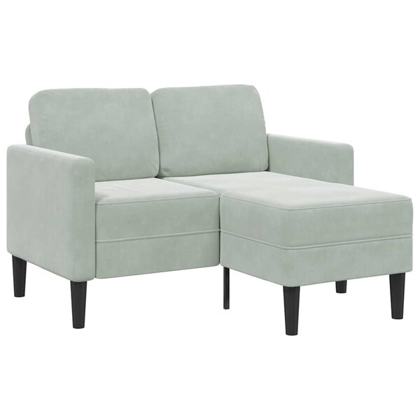 vidaXL Canapé 2 places avec méridienne en L gris clair 125 cm velours