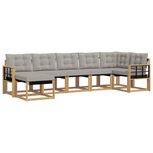 vidaXL Ensemble de canapés d'extérieur 7 Pièces Blanc et gris clair