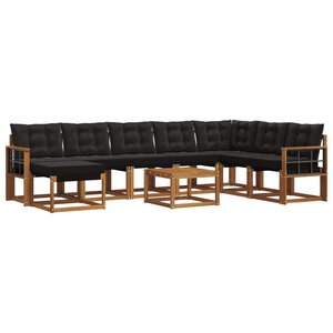 vidaXL Ensemble de canapés d'extérieur 9 pc Naturel et noir