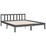 vidaXL Cadre de lit avec tête de lit gris King Size bois massif