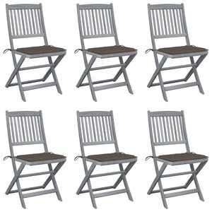 vidaXL Chaises pliables d'extérieur lot de 6 et coussins Bois d'acacia