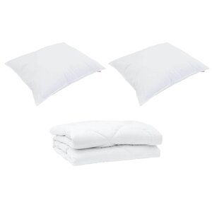 vidaXL Couette avec oreiller 3 Pièces Blanc 240 x 220 cm Microfibre