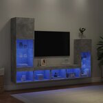 vidaXL Unités murales TV avec LED 4 Pièces gris béton bois d'ingénierie
