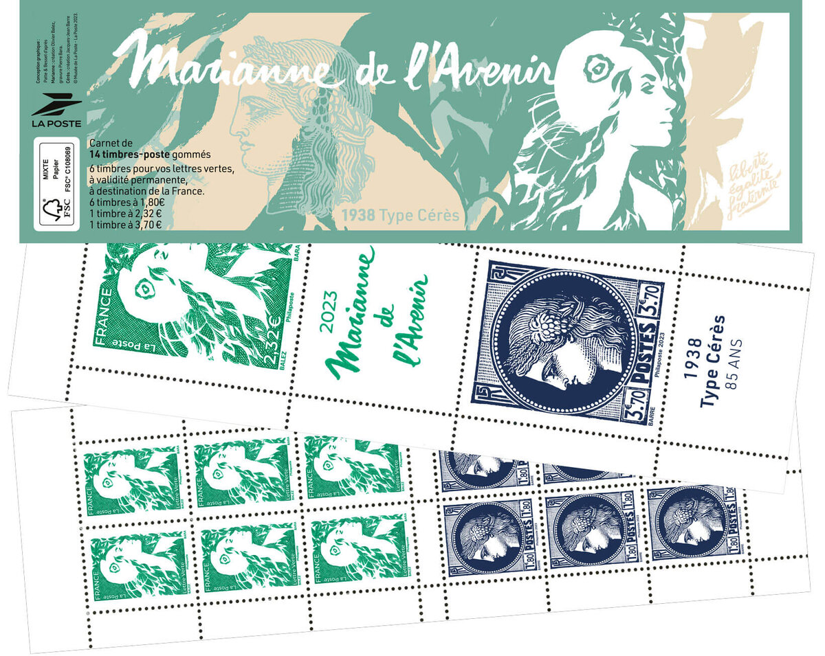 de timbres Marianne de l'avenir 85 ans du Type Cérès Salon d