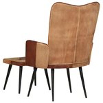 vidaXL Fauteuil avec repose-pieds Marron Cuir véritable et toile