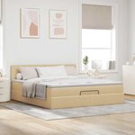 VidaXL Cadre de lit ottoman avec matelas crème 180x200 cm tissu