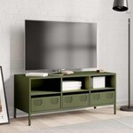 vidaXL Meuble TV vert olive 101 5x39x43 5 cm acier laminé à froid