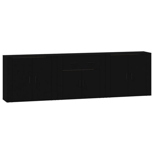 vidaXL Buffets 3 Pièces noir bois d'ingénierie