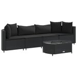 vidaXL Salon de jardin 5 Pièces avec coussins noir résine tressée