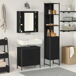 vidaXL Meubles de salle de bain avec étagère Noir 33 x 33 x 185.5 cm
